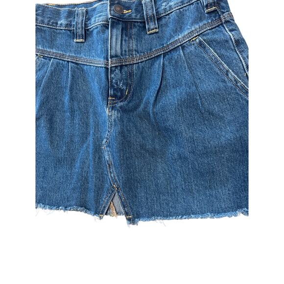 Free People Denim Jean Mini Skirt Pleated Distressed High Rise Sz 26 - Picture 3 of 6